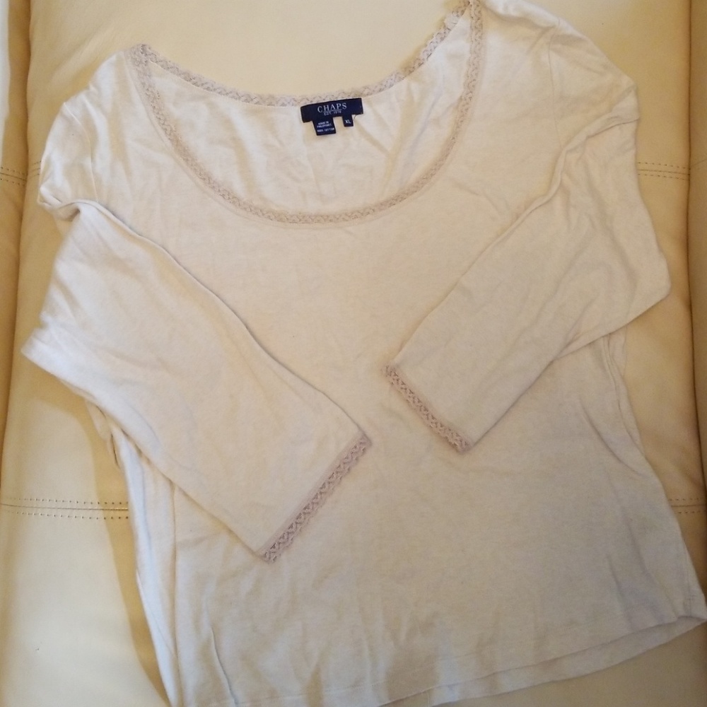 Chaps XL 3/4 sleeve cream tshirt